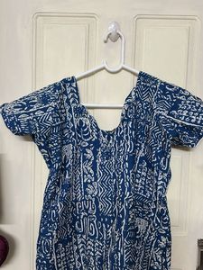 Blue &amp; White Printed Kurta