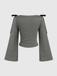 Savana Black &amp; White Checkered Bow Top |