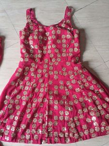Hot Pink Peplum Top With Heavy Sharara