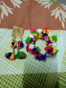 colourful Earrings and bracelet