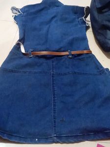 Cute Denim Dress with Floral Detail