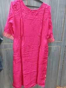 Vibrant Pink Kurta with Gold Embroidery