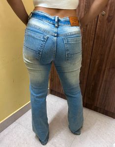 Blue Wash Flare boyfriend Jeans