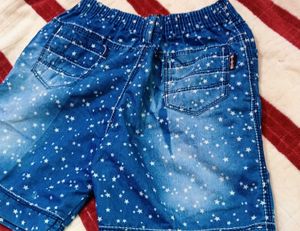 Star Print Denim Shorts