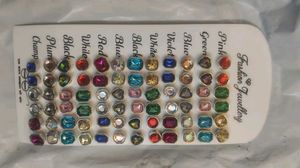 Sparkling Gemstone Stud Earrings Set