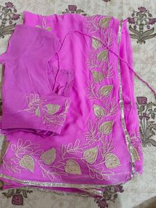 Pink Embroidered Saree
