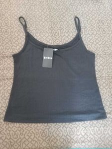 branded  Black Ribbed Cami Tank Top