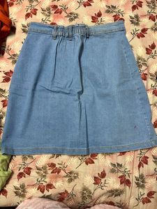 Denim Button-Front Mini Skirt