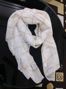 Elegant White & Gold Plaid dupatta