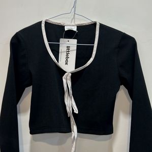 Black cropped top with tie detail