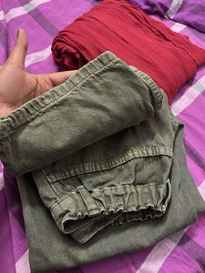 Olive Green Wide Leg Jeans