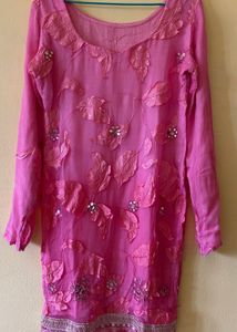 Stylish Pink Kurta with Patiala Pants &amp; Duppatta