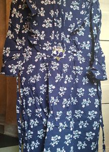 Navy Blue Floral Kurta