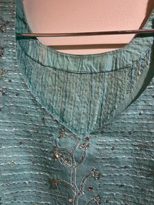 Teal Kurta 4 piece set with Sequins