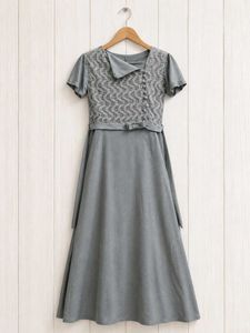 Elegant Grey Lace Overlay Dress