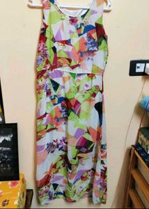 Vibrant Abstract Print Maxi Dress
