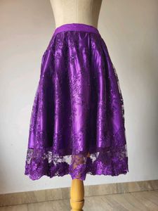 Stunning Purple Embroidered Skirt Length 28 Inches