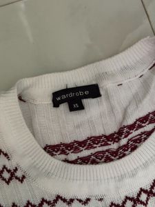 White Knit Dress with Geometric Pattern