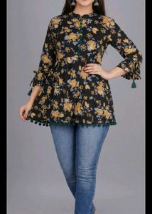 Stylish Floral Print Peplum Kurti