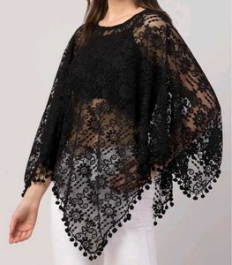 Black Lace Poncho Top