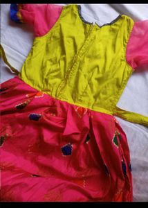 Pochampalli Ikat Design Silk Gown Long Dress