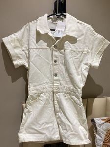 ZARA White Denim Romper/Playsuit