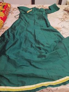 Chanderi silk Gown heavy kundan patches