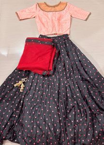 Elegant Black Mirror Work Lehenga