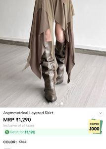 Asymmetrical Layered Khaki Skirt