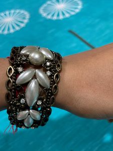 Antique Artificial Bracelet With White Pearl Work