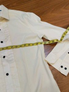 Men's Cream Formal Shirt with Black Buttons