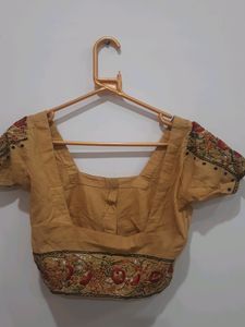 Stitched Nude Blouse With Embroidery