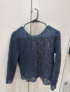 Elegant Navy Lace Top
