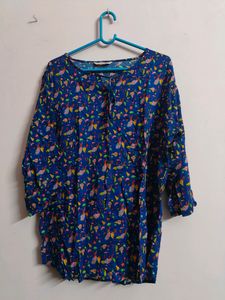 Blue Peacock Printed Top