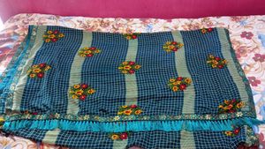 Blue Floral Print Saree with Blouse