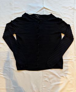Massimo Dutti - Black Textured Button-Up Cardigan