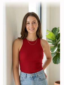 Red Ribbed Sleeveless Tank Top