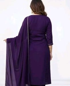 Elegant purple  Kurta Set with Floral Dupatta