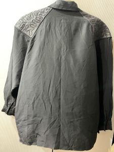 Chic Black Embellished Shoulder Blouse