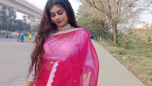 Stunning Pink Saree with Embellishments