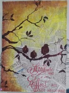 Unique 'Attitude & Effort' Mixed Media Art