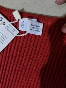 Red Ribbed Midi Dress