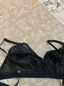 Sheer Black Lacy Bralette- 34 B
