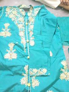 Embroidered Teal Kurta set