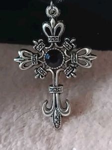 Silver Tone Cross Pendant Necklace