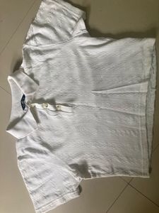White Textured Polo T-Shirt