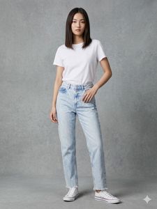 Zara High-Waisted Double Button Acid Wash Jeans