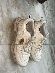 White Chunky Sneakers | Casual Lace-Up Shoes