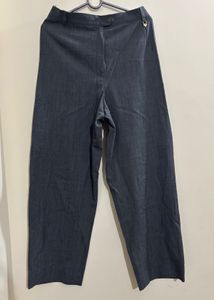 Set of Wide Leg Trousers Grey and brown