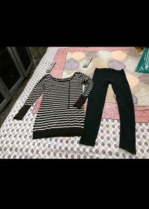 Striped Tunic Top & winters Leggings Set